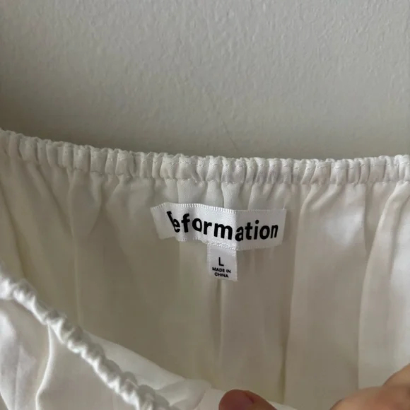 NWT Reformation Woods Short Sleeve Mini Dress in White Sz L‎